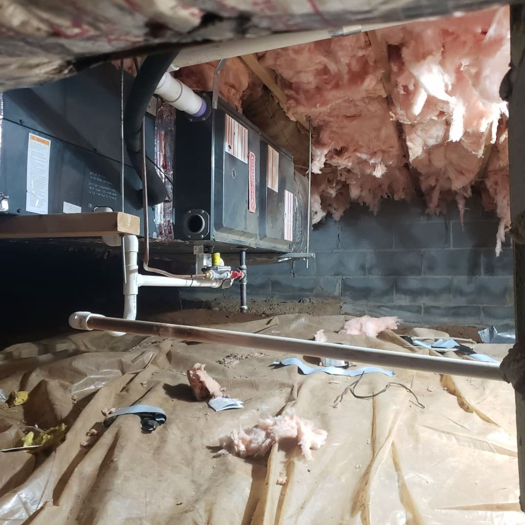 Gas furnace installation — crawlspace