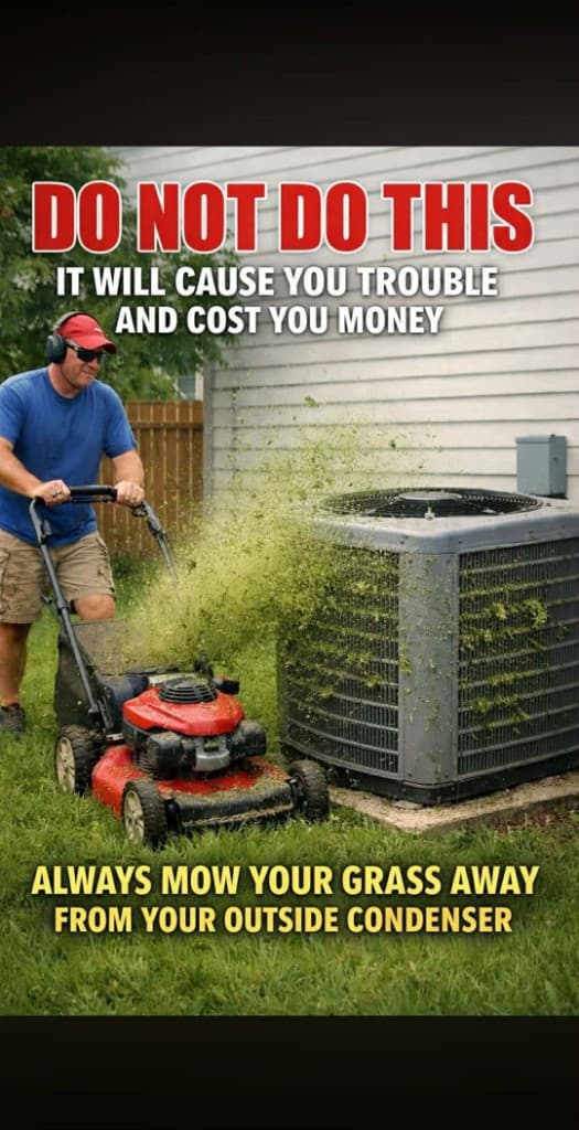 Do NOT Mow Grass Toward Your Condenser